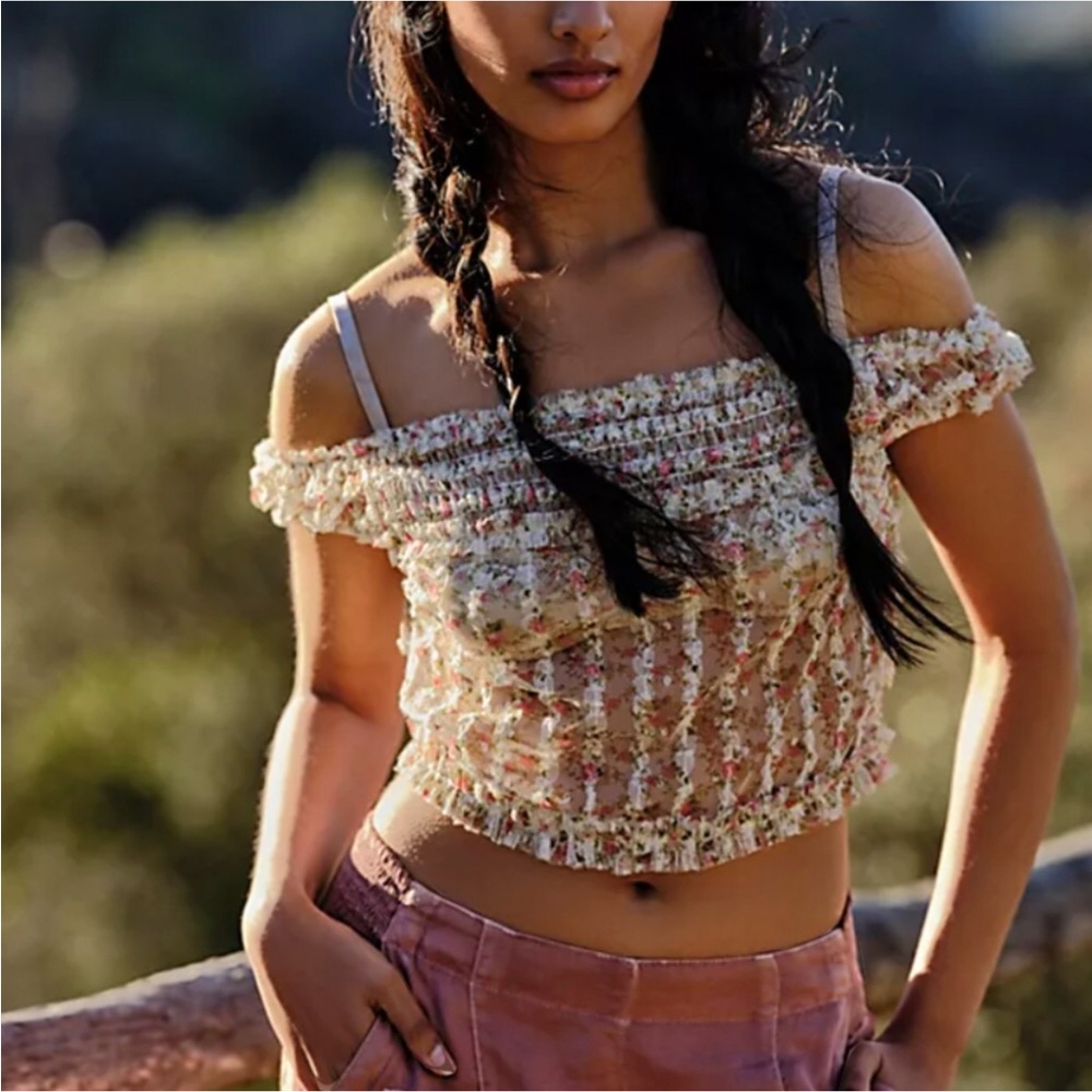 NWOT Free People Gimme Butterflies Crop Top